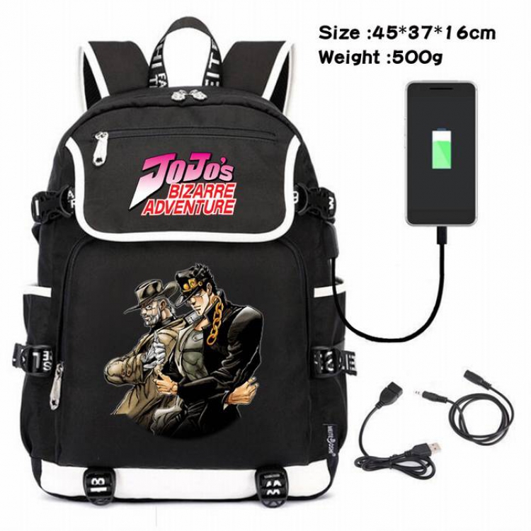 JoJos Bizarre Adventure-016 Anime 600D waterproof canvas backpack USB charging data line backpack