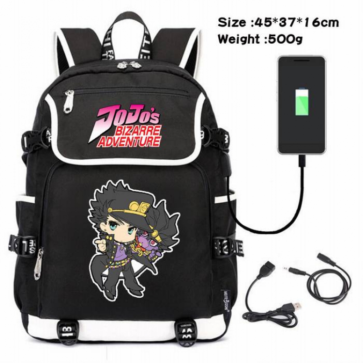 JoJos Bizarre Adventure-019 Anime 600D waterproof canvas backpack USB charging data line backpack