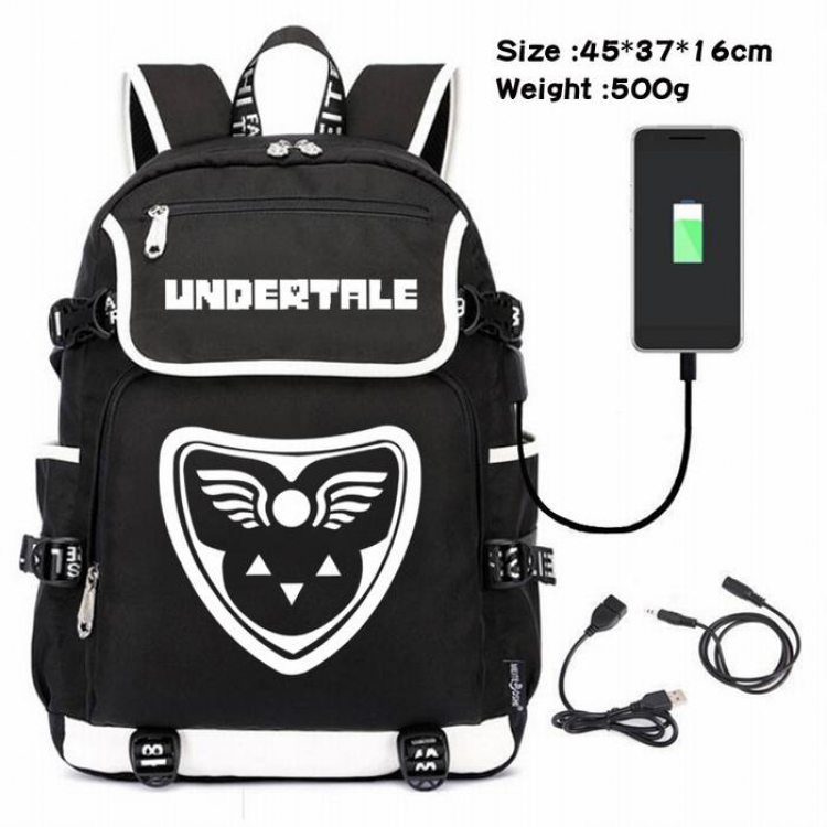 Undertable-044 Anime 600D waterproof canvas backpack USB charging data line backpack