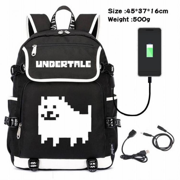 Undertable-040 Anime 600D waterproof canvas backpack USB charging data line backpack