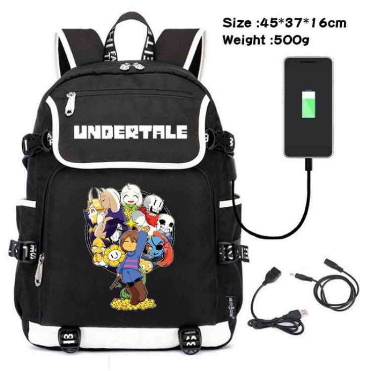 Undertable-048 Anime 600D waterproof canvas backpack USB charging data line backpack