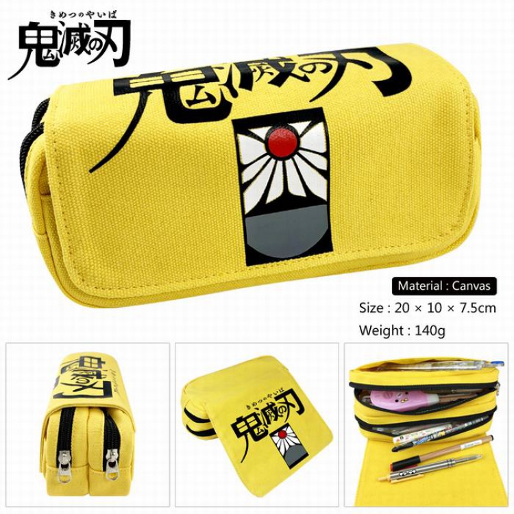 Demon Slayer Kimets-3 Canvas Multifunction Double layer Zipper Flip cover Pencil Bag