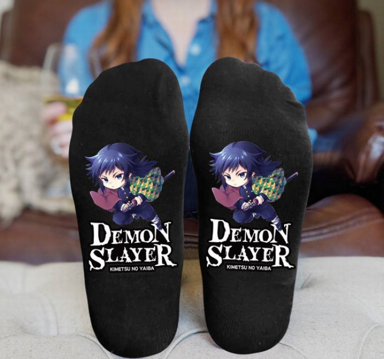 Demon Slayer Kimets-2A Black printed Mid tube socks stockings tube high 15CM 25G