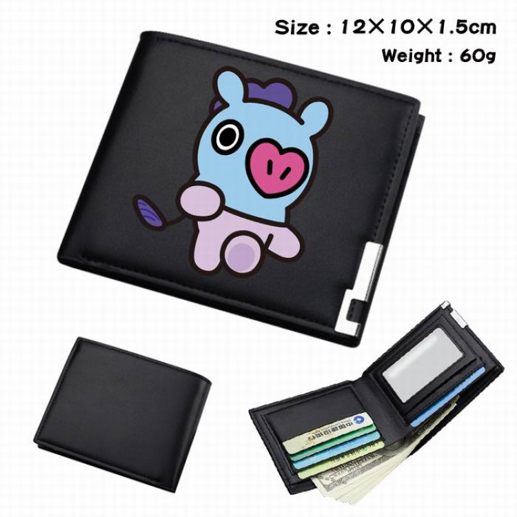 BTS-003 Black Anime Short Folding Leather Wallet 12X10X1.5CM 60G