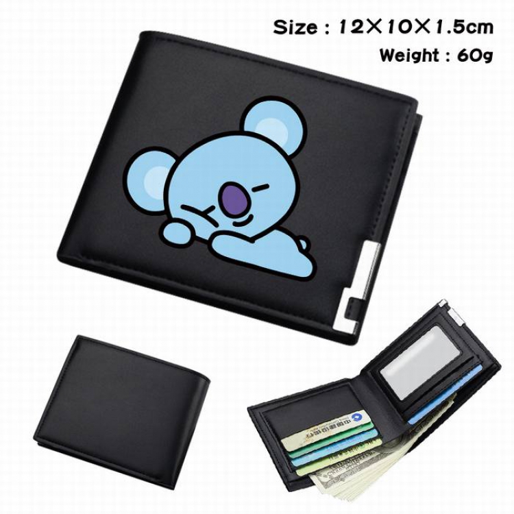 BTS-005 Black Anime Short Folding Leather Wallet 12X10X1.5CM 60G