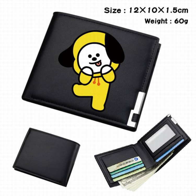 BTS-007 Black Anime Short Folding Leather Wallet 12X10X1.5CM 60G