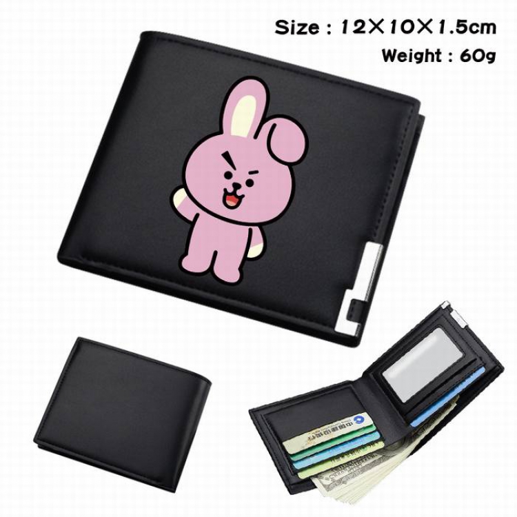 BTS-008 Black Anime Short Folding Leather Wallet 12X10X1.5CM 60G
