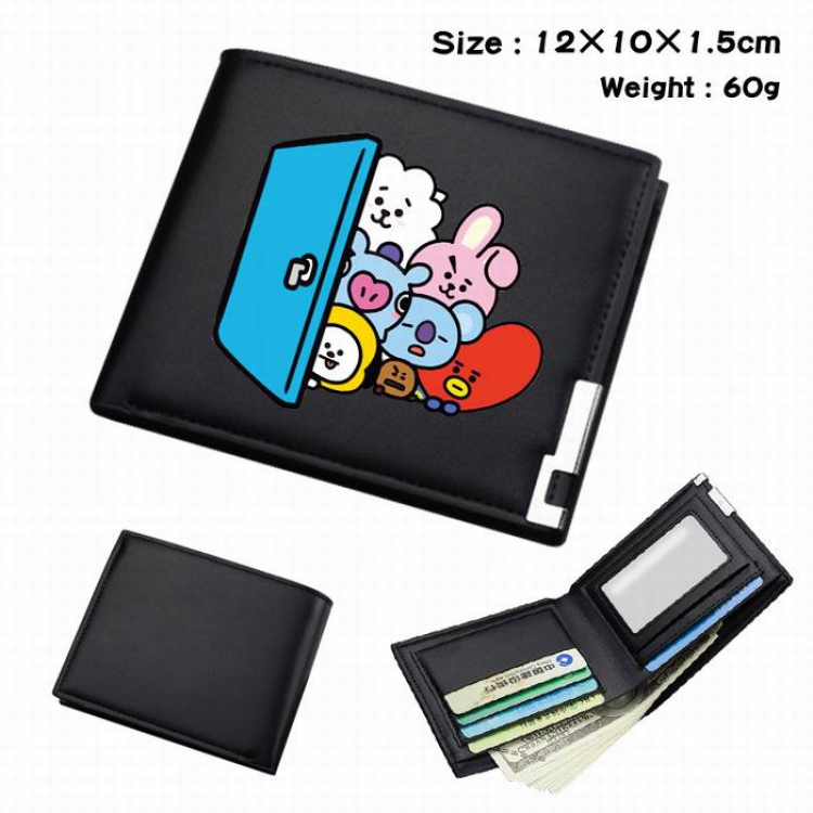 BTS-013 Black Anime Short Folding Leather Wallet 12X10X1.5CM 60G