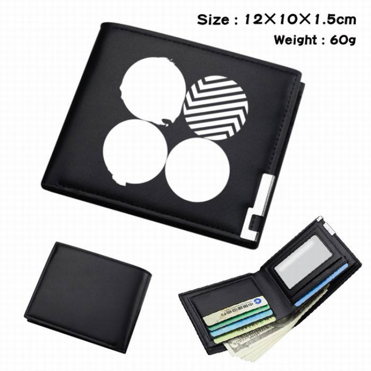 BTS-029 Black Anime Short Folding Leather Wallet 12X10X1.5CM 60G