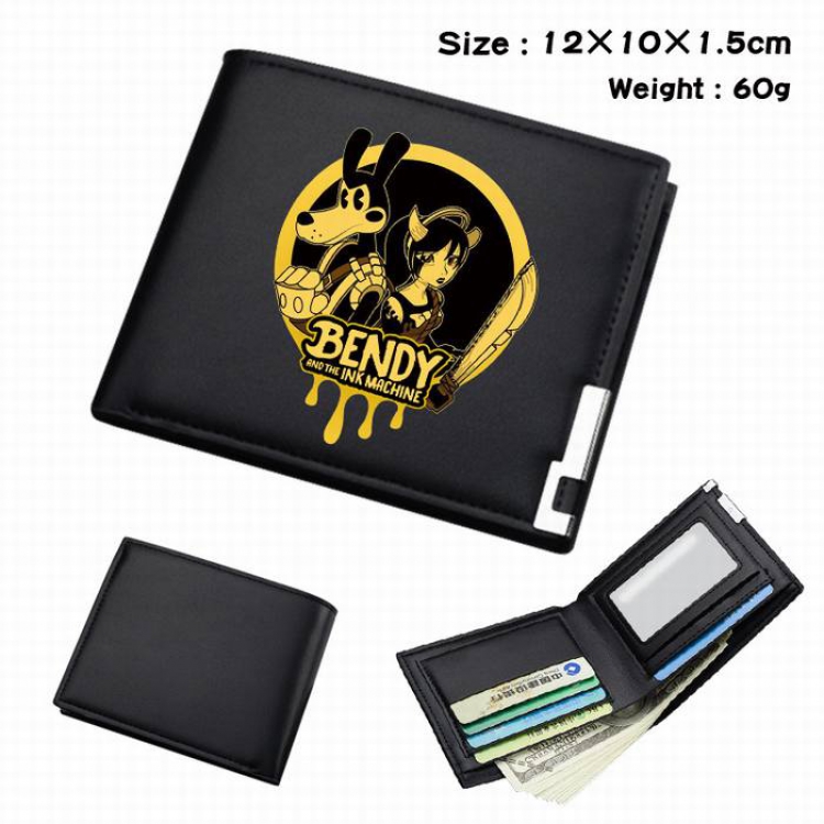 Bendy-044 Black Anime Short Folding Leather Wallet 12X10X1.5CM 60G