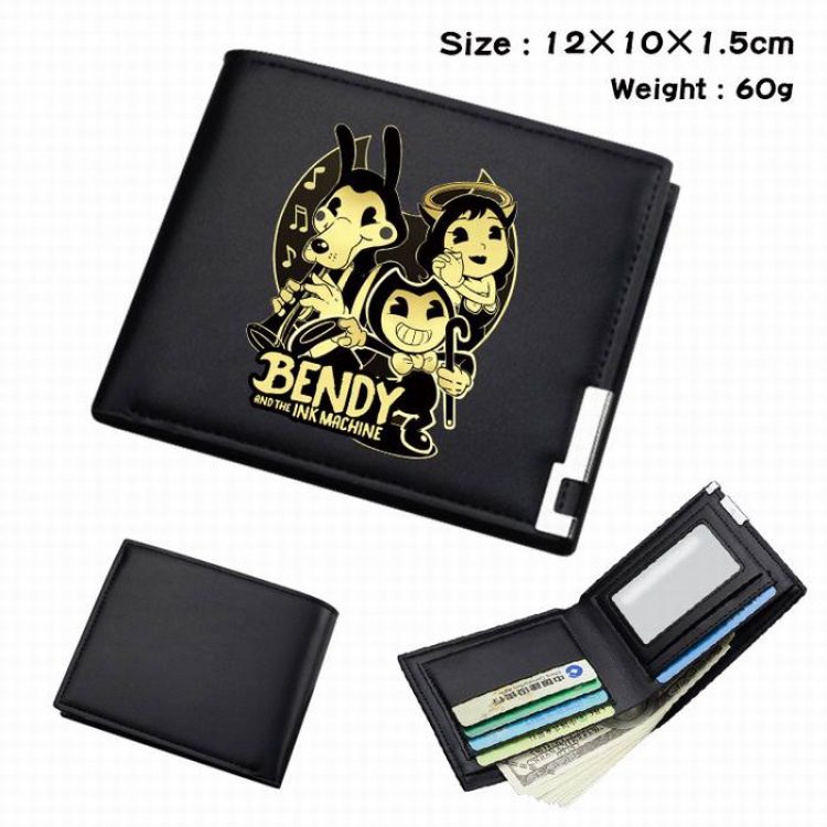 Bendy-041 Black Anime Short Folding Leather Wallet 12X10X1.5CM 60G