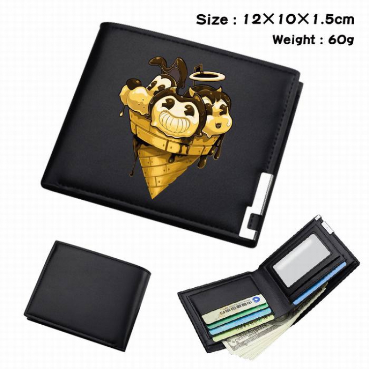 Bendy-043 Black Anime Short Folding Leather Wallet 12X10X1.5CM 60G