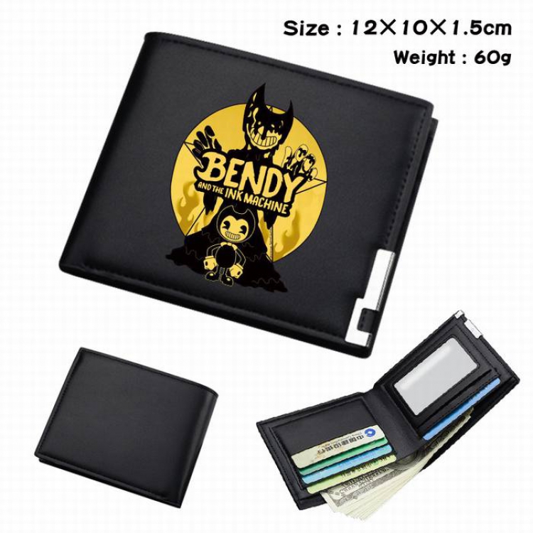 Bendy-045 Black Anime Short Folding Leather Wallet 12X10X1.5CM 60G