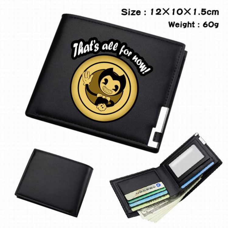 Bendy-048 Black Anime Short Folding Leather Wallet 12X10X1.5CM 60G