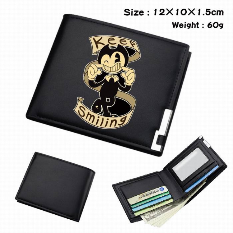 Bendy-047 Black Anime Short Folding Leather Wallet 12X10X1.5CM 60G