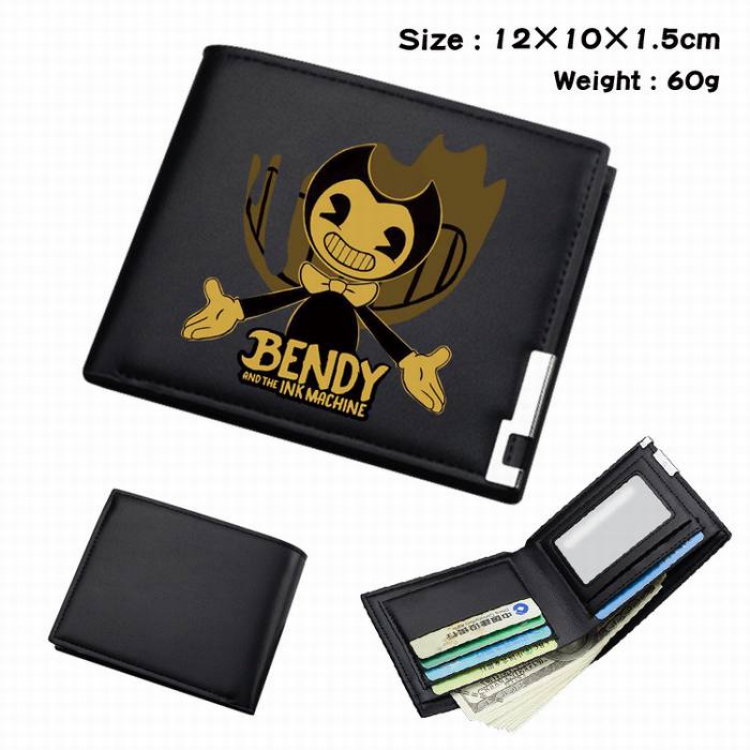 Bendy-046 Black Anime Short Folding Leather Wallet 12X10X1.5CM 60G