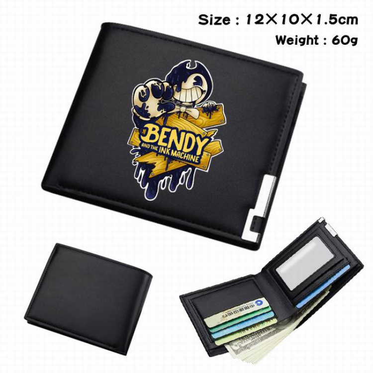 Bendy-052 Black Anime Short Folding Leather Wallet 12X10X1.5CM 60G