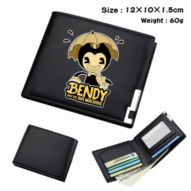 Bendy-049 Black Anime Short Folding Leather Wallet 12X10X1.5CM 60G