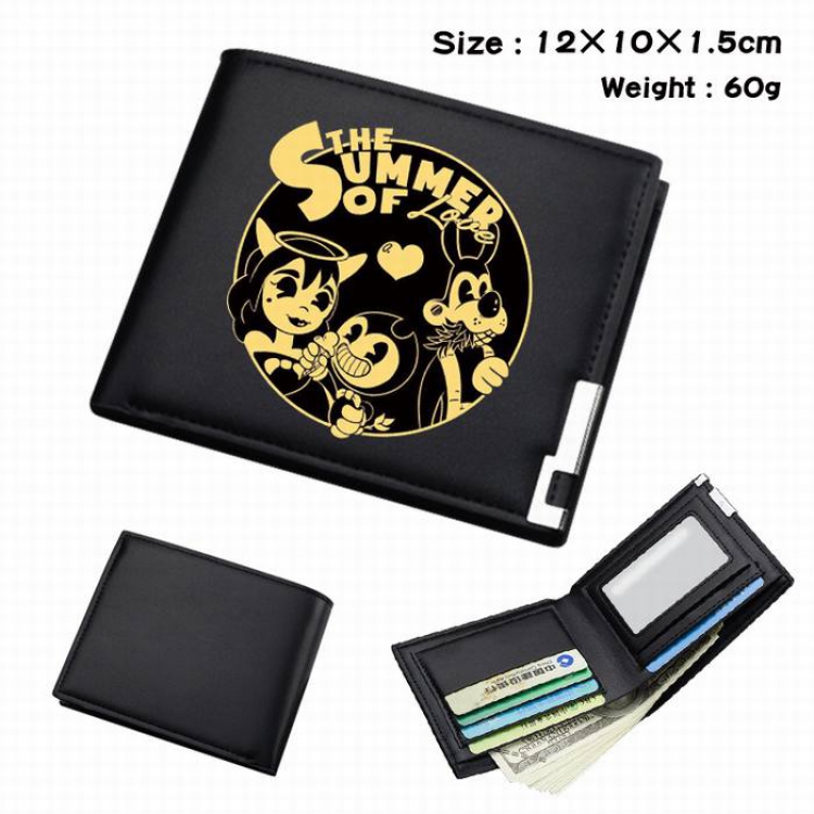 Bendy-053 Black Anime Short Folding Leather Wallet 12X10X1.5CM 60G