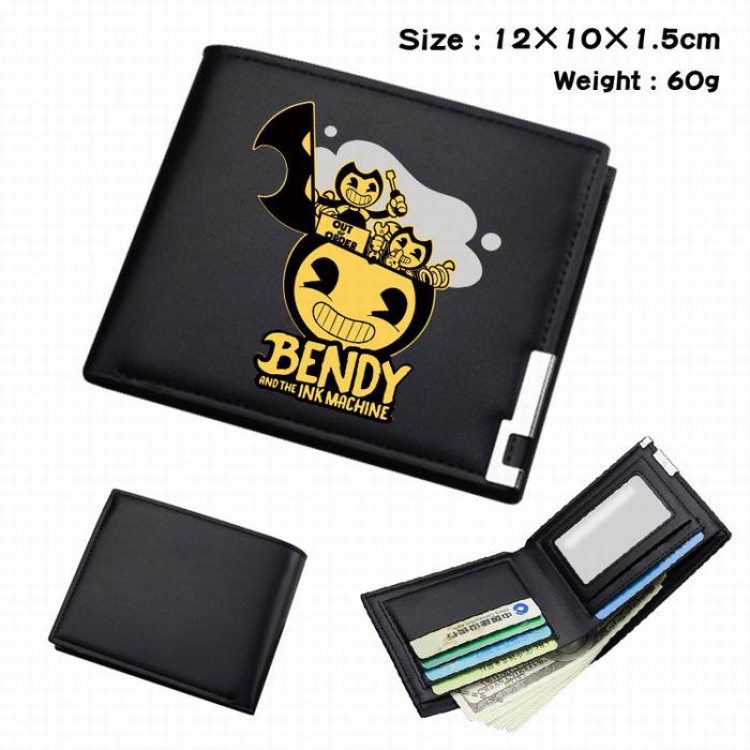 Bendy-050 Black Anime Short Folding Leather Wallet 12X10X1.5CM 60G