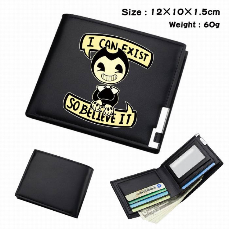 Bendy-054 Black Anime Short Folding Leather Wallet 12X10X1.5CM 60G