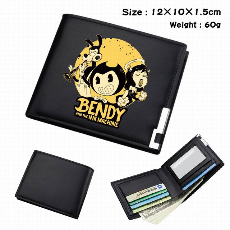 Bendy-056 Black Anime Short Folding Leather Wallet 12X10X1.5CM 60G