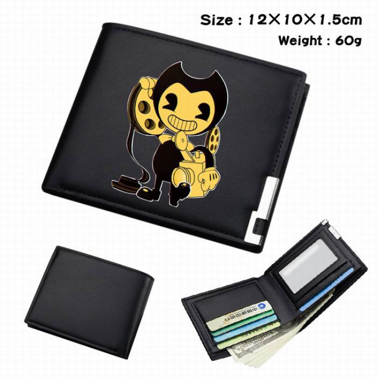 Bendy-057 Black Anime Short Folding Leather Wallet 12X10X1.5CM 60G