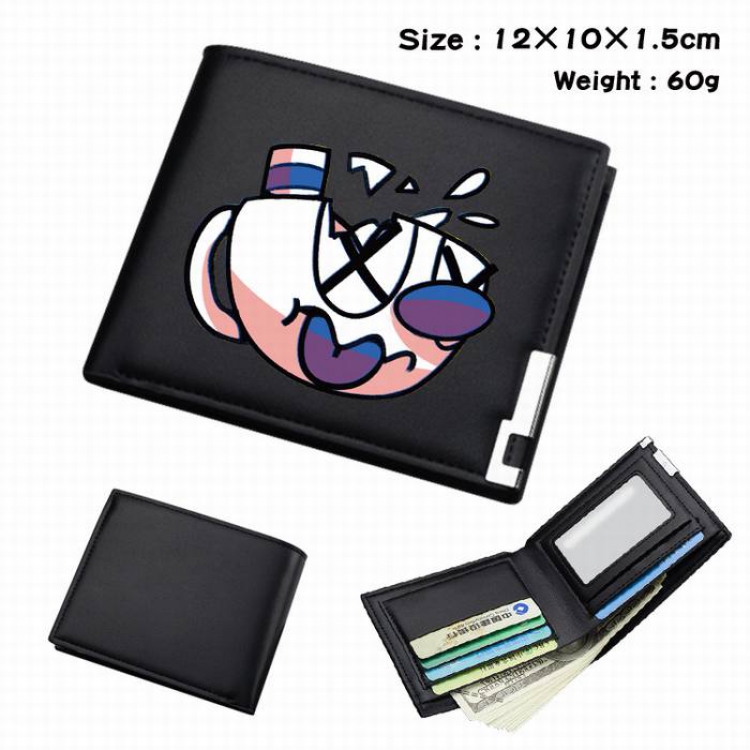 Cuphead-096 Black Anime Short Folding Leather Wallet 12X10X1.5CM 60G