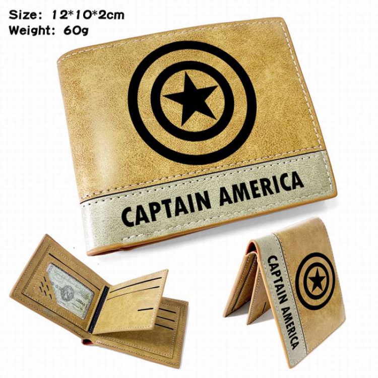 The Avengers Captain America  Anime high quality PU two fold embossed wallet