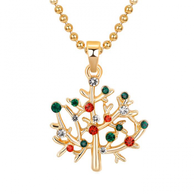 Christmas series Christmas tree of life Necklace pendant 3.2X2.4CM 12G Chain length：42+5CM price for 6 pcs