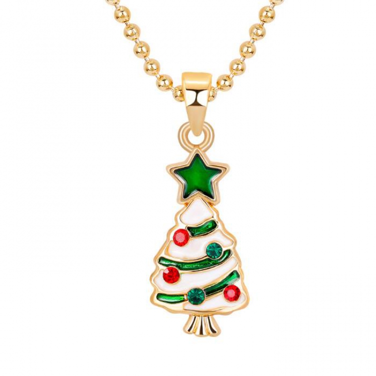 Christmas series Christmas tree Necklace pendant 1.1X2.9XM 10G Chain length：42+5CM price for 6 pcs