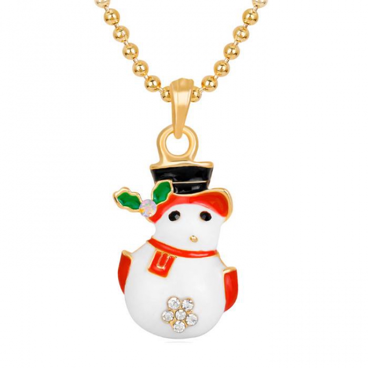 Christmas series Snowman Necklace pendant 1.7X3.4CM 11G Chain length：42+5CM price for 6 pcs