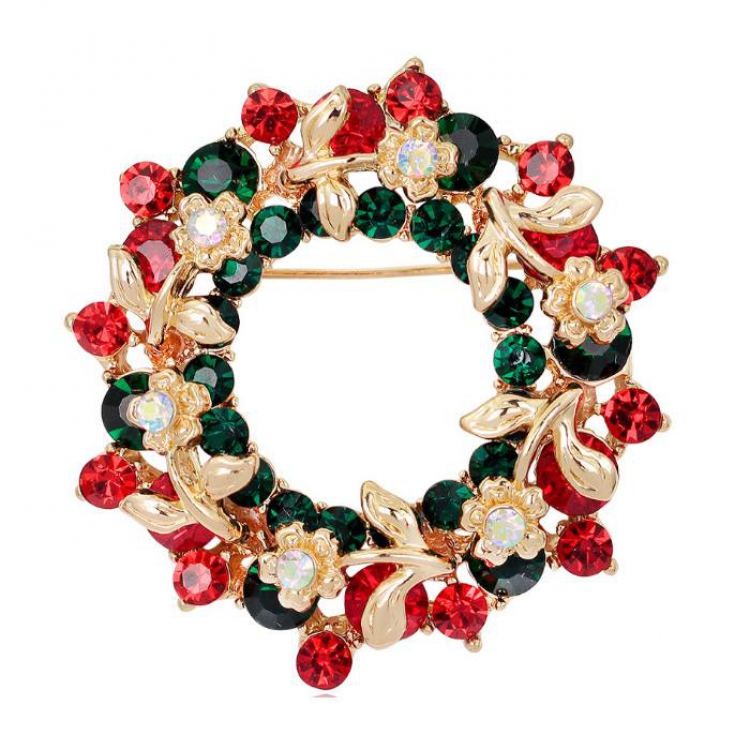 Christmas series Round garland Badge badge brooch 4.5X4.5CM 23G price for 6 pcs