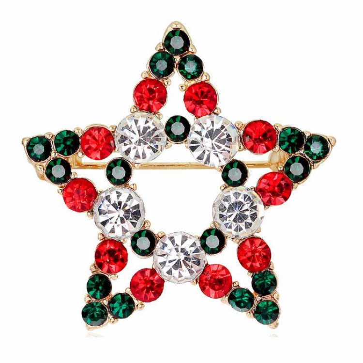 Christmas series Christmas star Badge badge brooch 3.4X3.4CM 10G price for 6 pcs