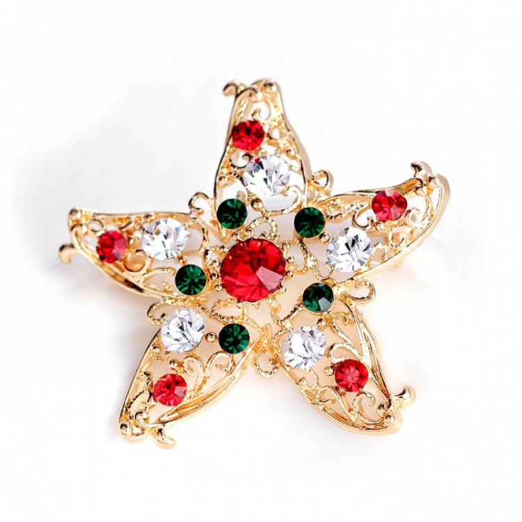 Christmas series Star gold Badge badge brooch 4.9CM 15G price for 6 pcs