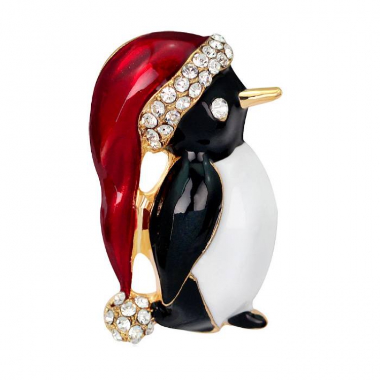 Christmas series Golden hat penguin Badge badge brooch 4.1X4.5CM 21G price for 6 pcs