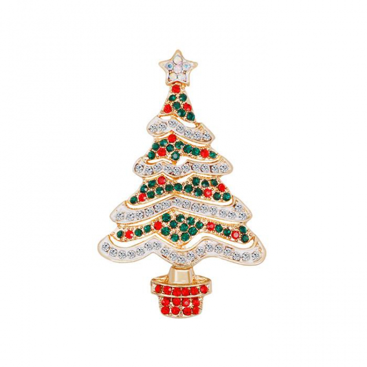 Christmas series  Christmas tree Gold Badge badge brooch 3.3X5.6CM 11G  price for 6 pcs