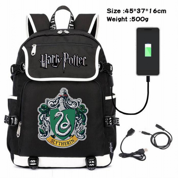 Harry Potter-107 Anime 600D waterproof canvas backpack USB charging data line backpack