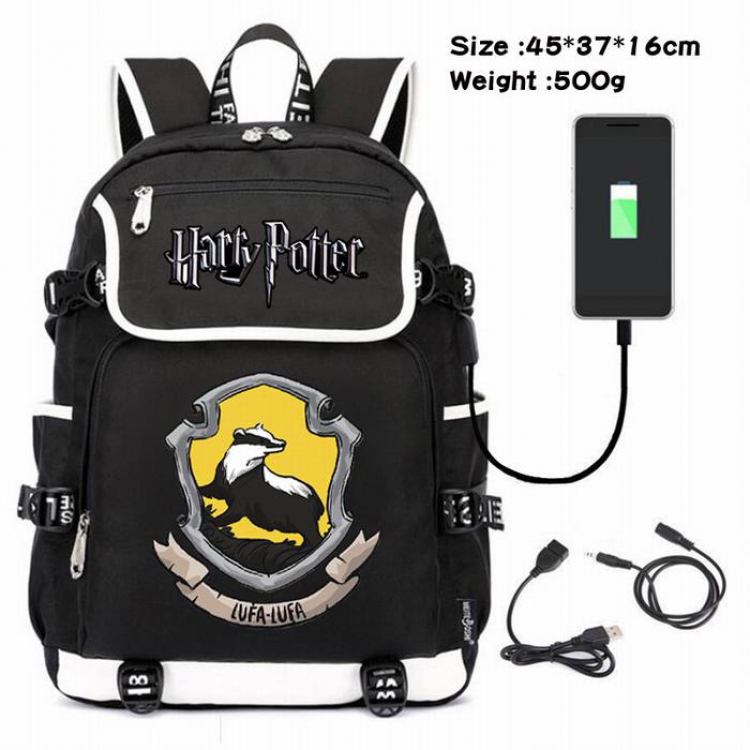 Harry Potter-105 Anime 600D waterproof canvas backpack USB charging data line backpack