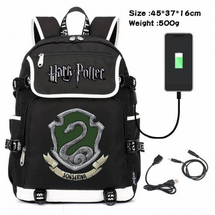 Harry Potter-106 Anime 600D waterproof canvas backpack USB charging data line backpack