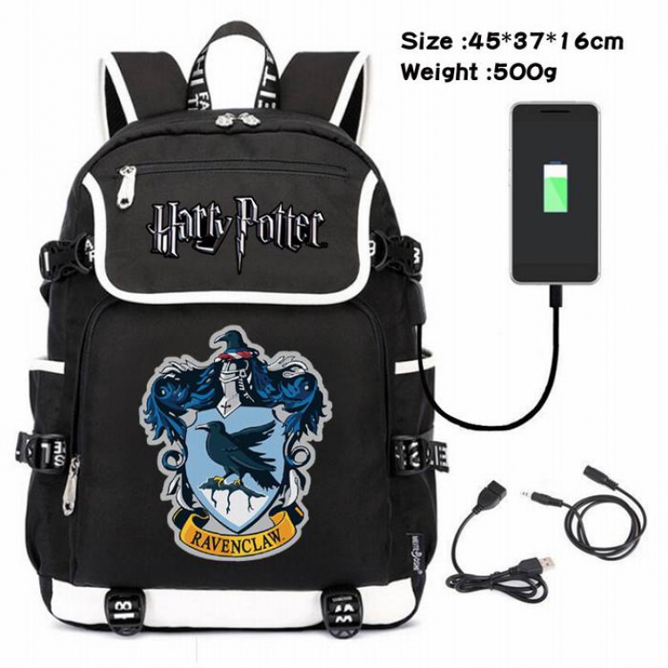 Harry Potter-109 Anime 600D waterproof canvas backpack USB charging data line backpack
