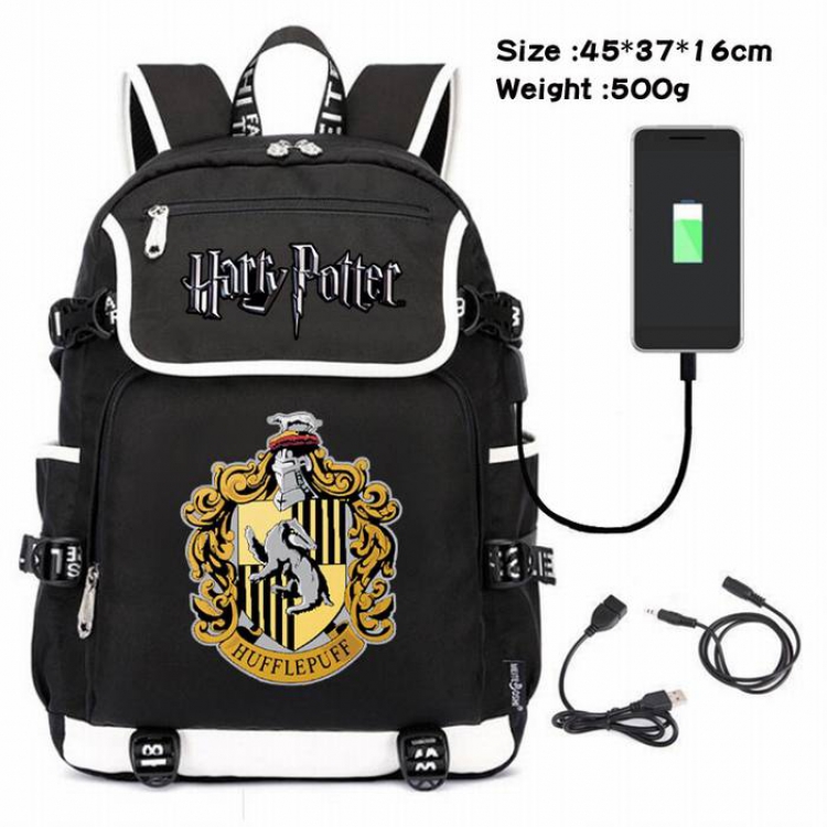 Harry Potter-108 Anime 600D waterproof canvas backpack USB charging data line backpack