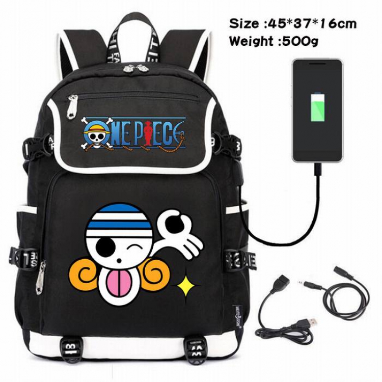 One Piece-122 Anime 600D waterproof canvas backpack USB charging data line backpack