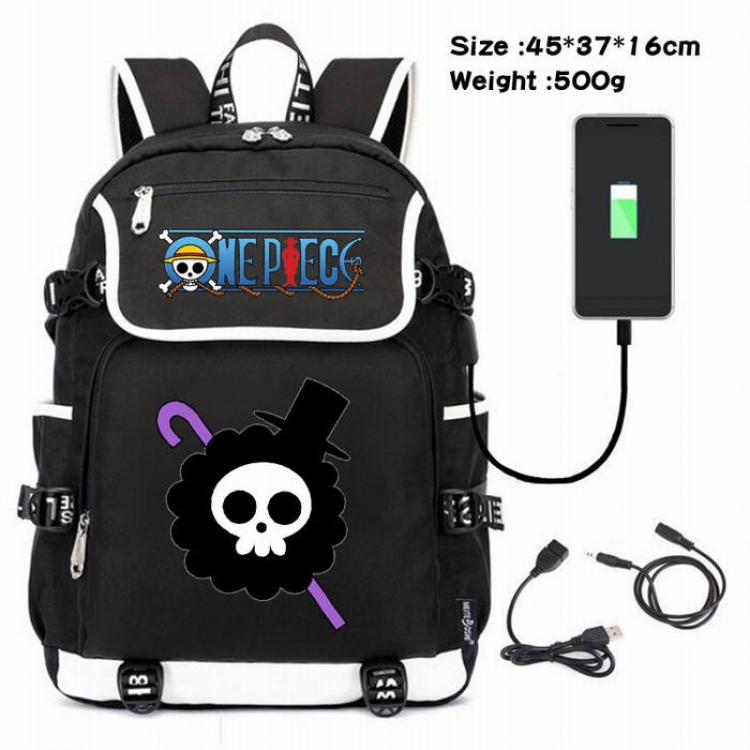 One Piece-125 Anime 600D waterproof canvas backpack USB charging data line backpack
