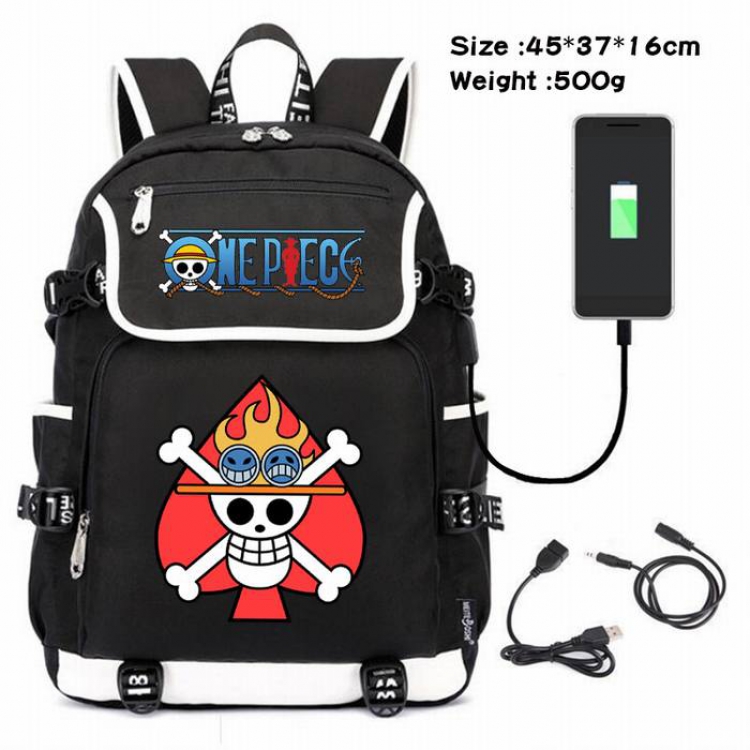 One Piece-127 Anime 600D waterproof canvas backpack USB charging data line backpack
