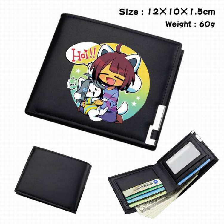 Undertale-102 Black Anime Short Folding Leather Wallet 12X10X1.5CM 60G