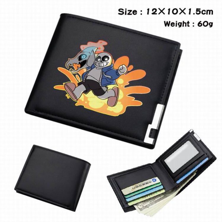 Undertale-103 Black Anime Short Folding Leather Wallet 12X10X1.5CM 60G