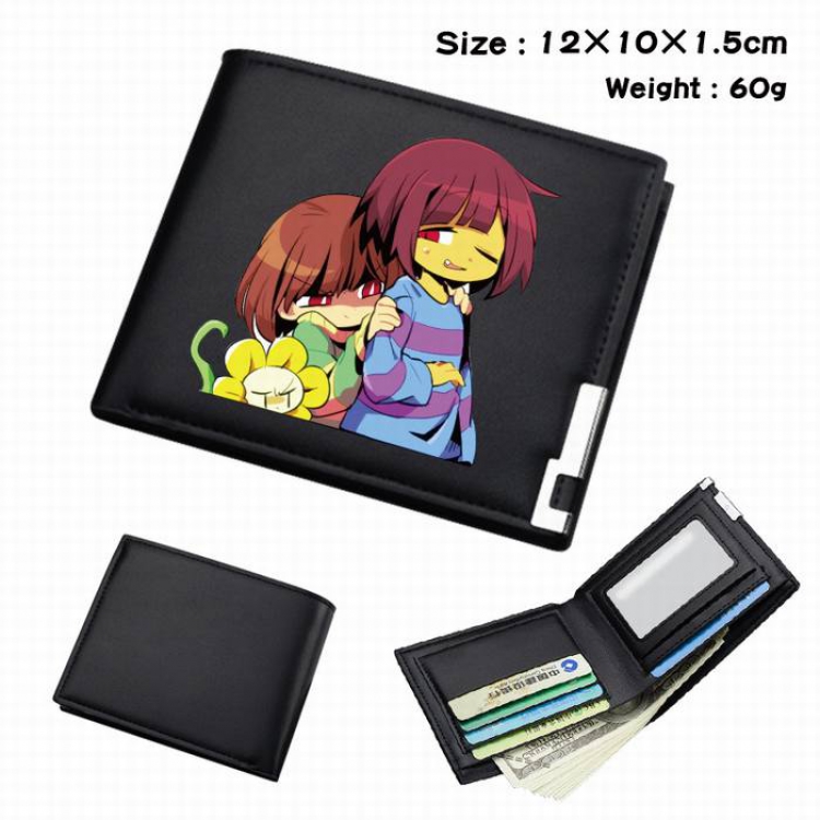 Undertale-104 Black Anime Short Folding Leather Wallet 12X10X1.5CM 60G
