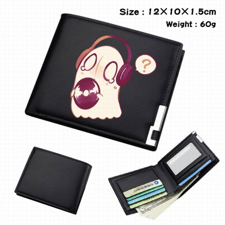 Undertale-107 Black Anime Short Folding Leather Wallet 12X10X1.5CM 60G