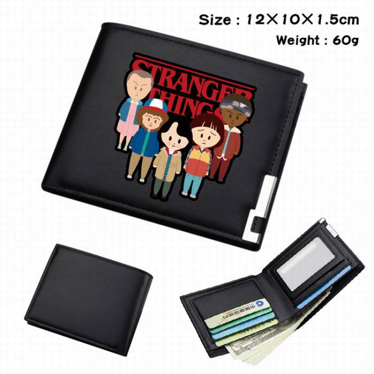 Stranger Things-137 Black Anime Short Folding Leather Wallet 12X10X1.5CM 60G